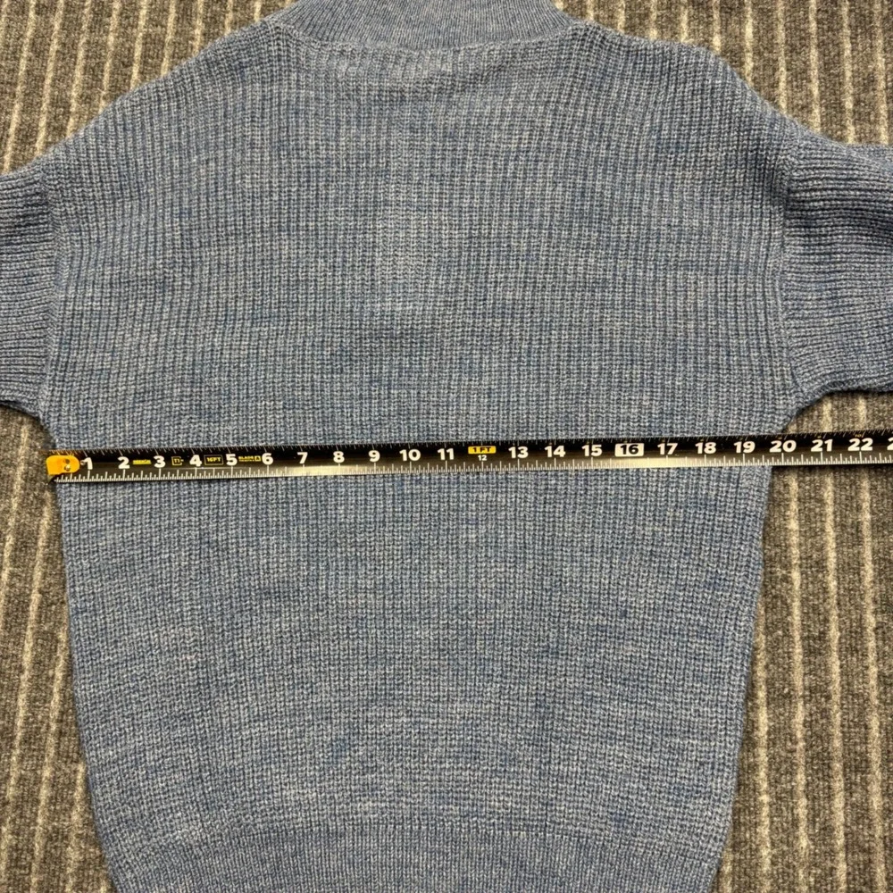 L.L. Bean High Trek Yarn Sweater L Blue NEW Henley Wool Blend Waffle Knit (2180)